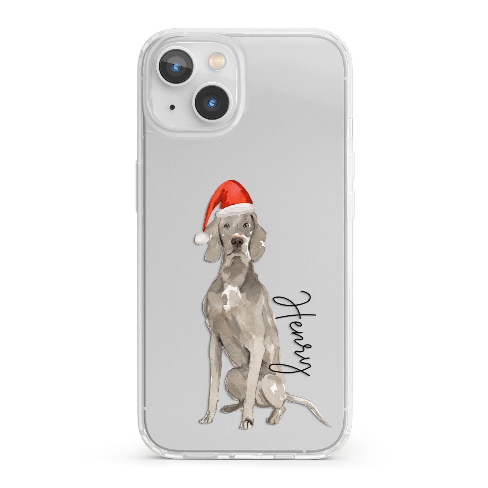 Personalised Christmas Weimaraner iPhone 13 Clear Bumper Case