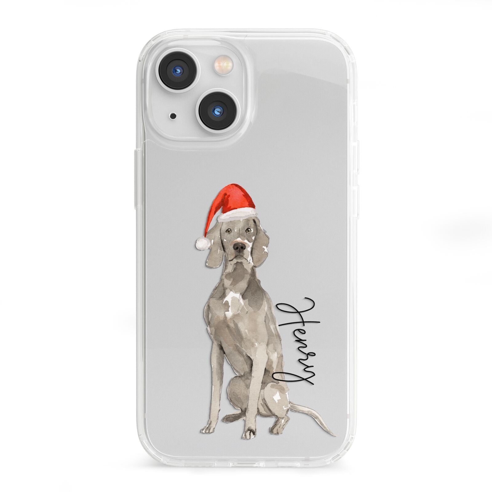 Personalised Christmas Weimaraner iPhone 13 Mini Clear Bumper Case