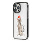 Personalised Christmas Weimaraner iPhone 13 Pro Max Black Impact Case Side Angle on Silver phone