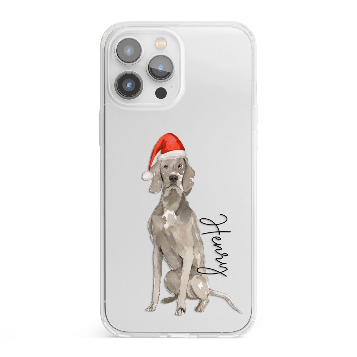 Personalised Christmas Weimaraner iPhone 13 Pro Max Clear Bumper Case