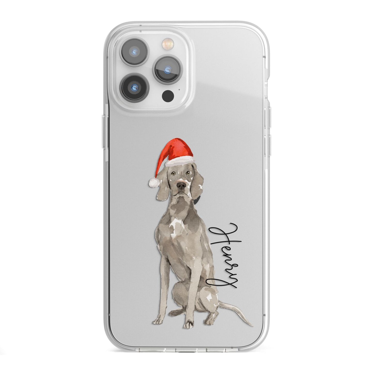 Personalised Christmas Weimaraner iPhone 13 Pro Max TPU Impact Case with White Edges