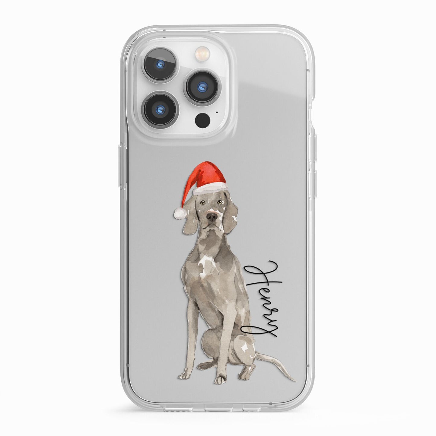 Personalised Christmas Weimaraner iPhone 13 Pro TPU Impact Case with White Edges