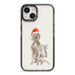 Personalised Christmas Weimaraner iPhone 14 Black Impact Case on Silver phone