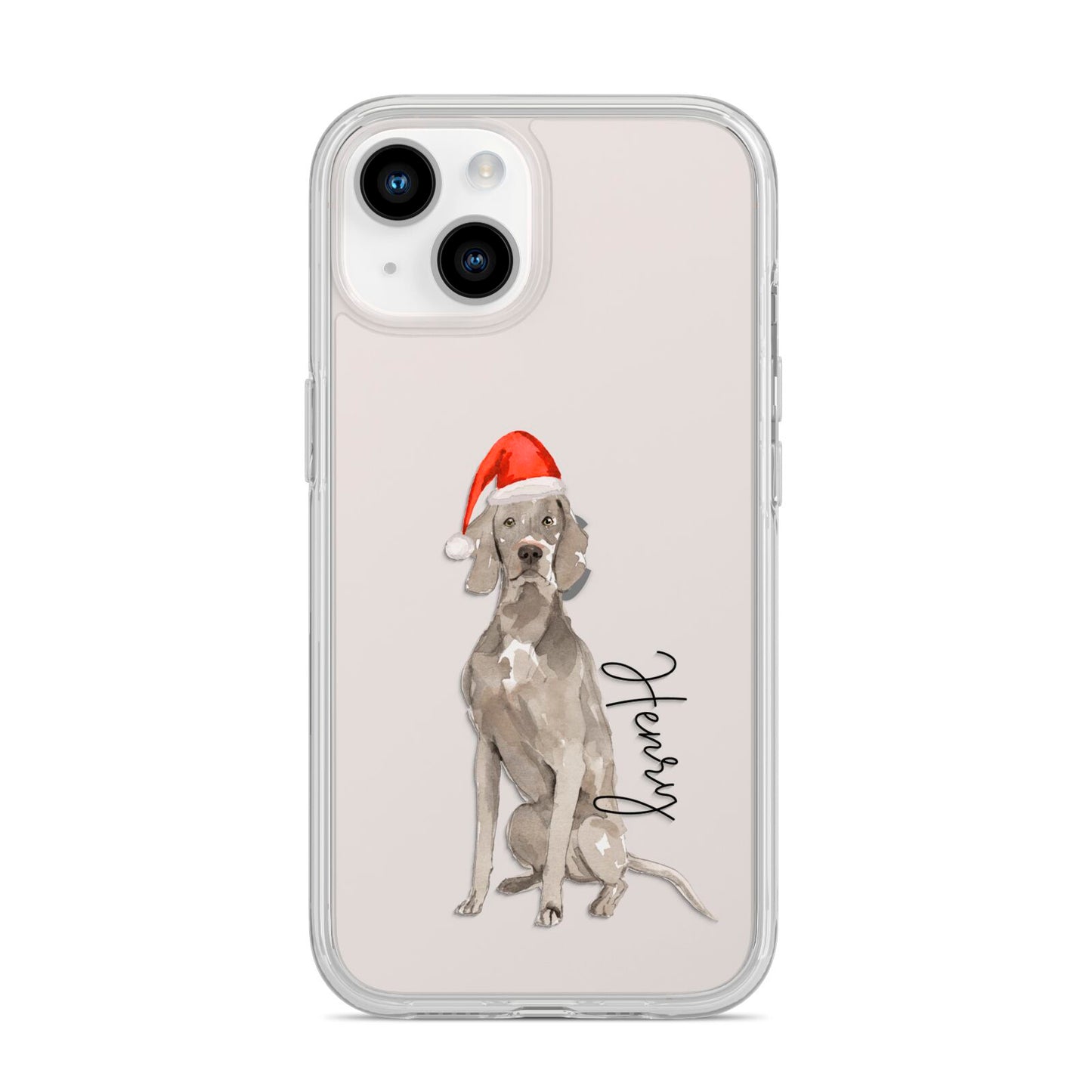 Personalised Christmas Weimaraner iPhone 14 Clear Tough Case Starlight