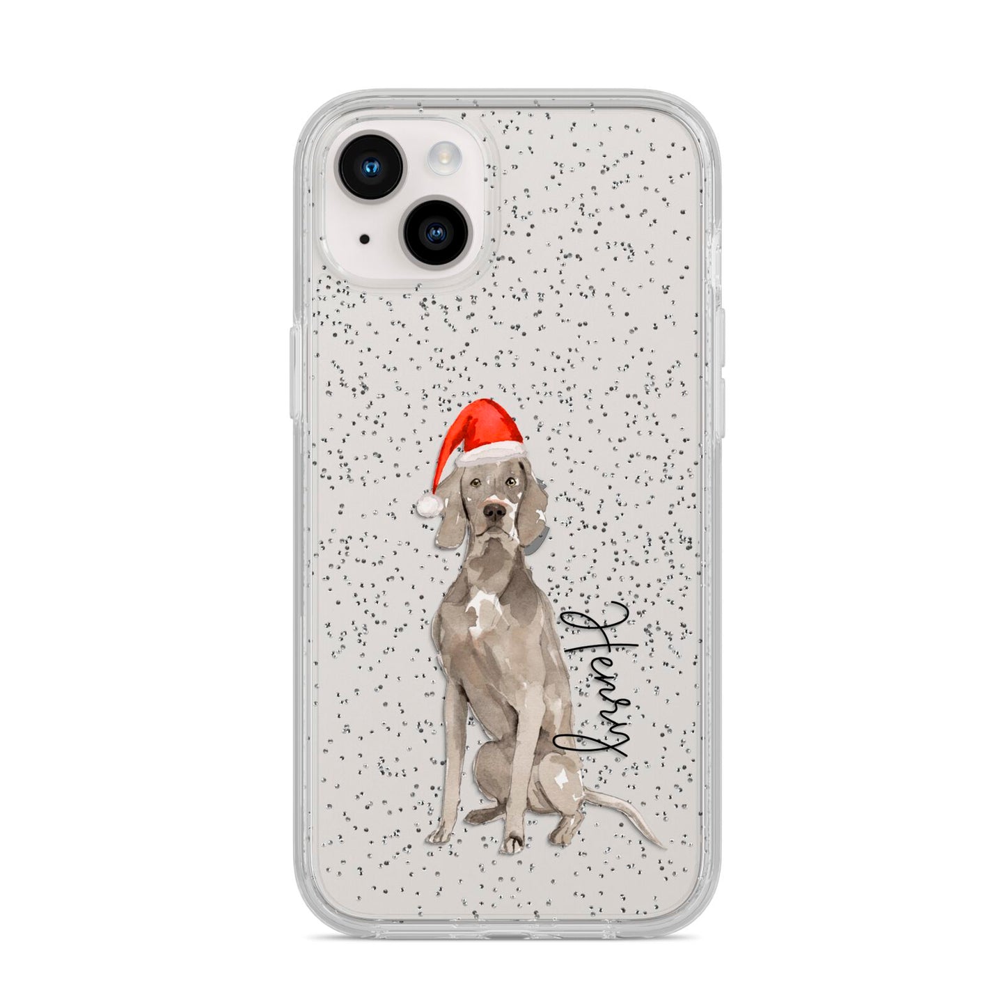 Personalised Christmas Weimaraner iPhone 14 Plus Glitter Tough Case Starlight