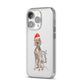 Personalised Christmas Weimaraner iPhone 14 Pro Clear Tough Case Silver Angled Image
