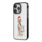 Personalised Christmas Weimaraner iPhone 14 Pro Max Black Impact Case Side Angle on Silver phone
