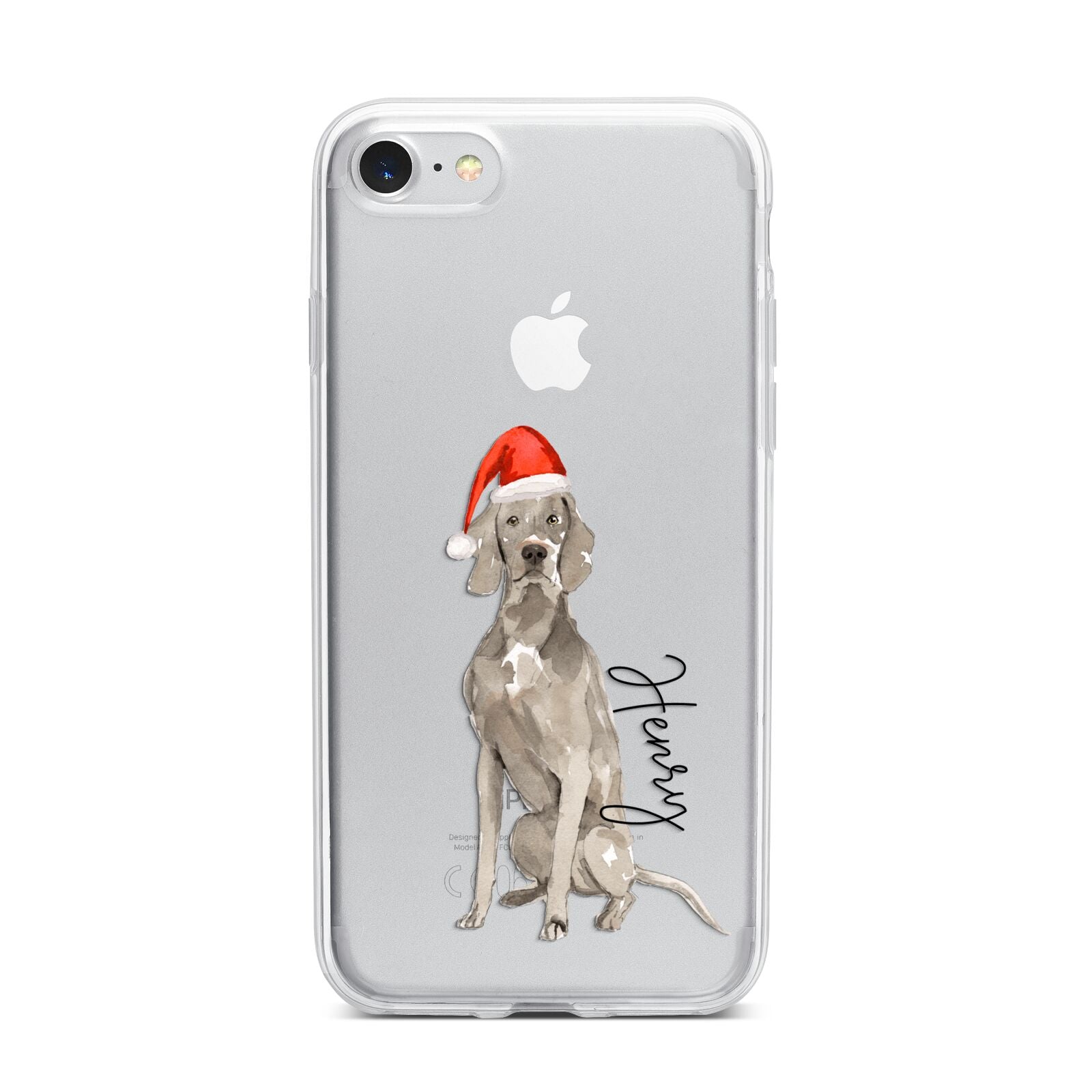 Personalised Christmas Weimaraner iPhone 7 Bumper Case on Silver iPhone
