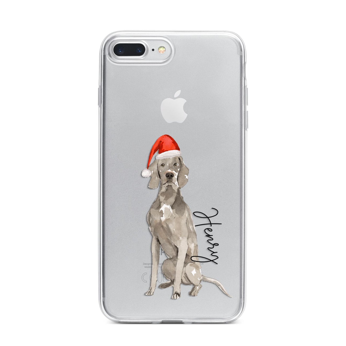 Personalised Christmas Weimaraner iPhone 7 Plus Bumper Case on Silver iPhone