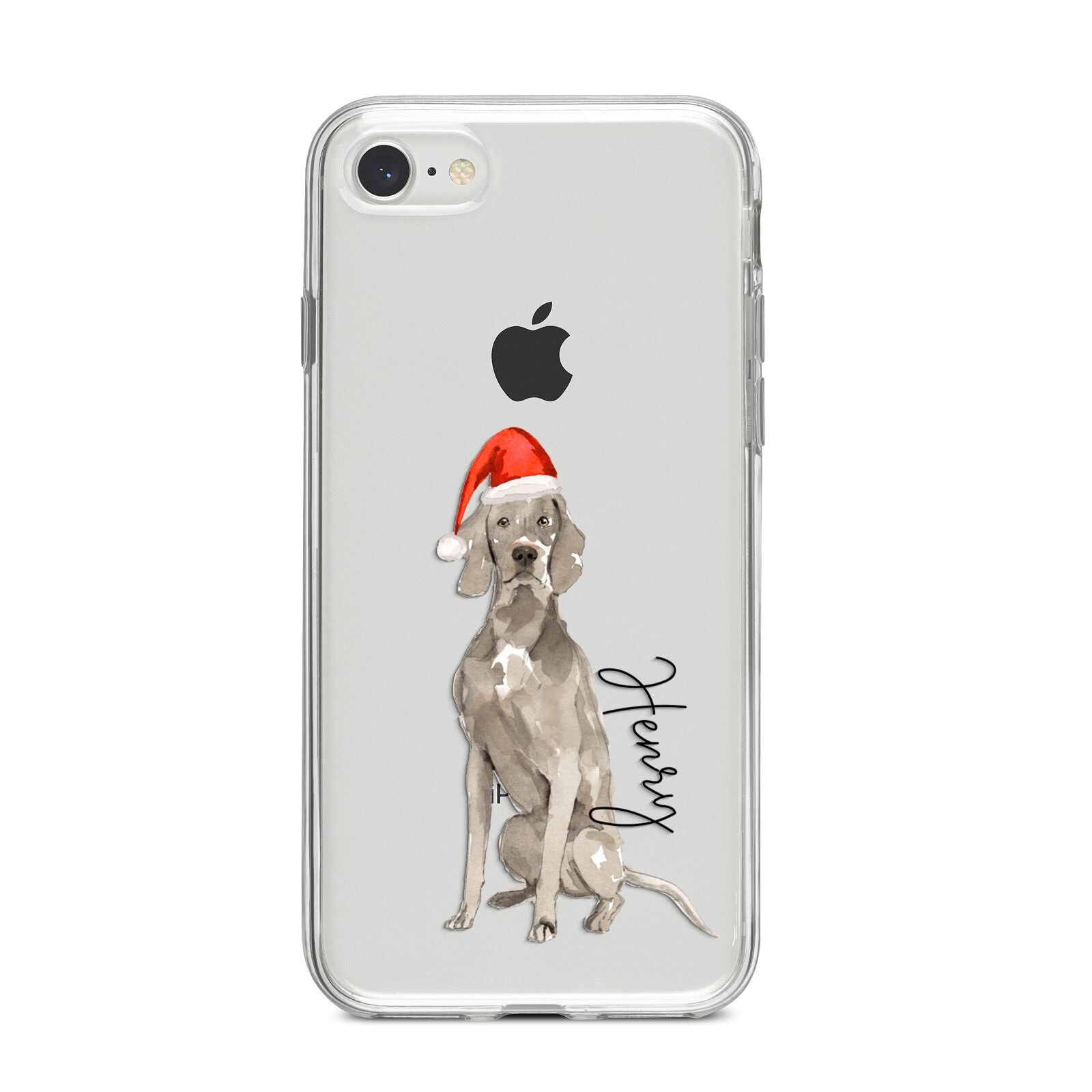 Personalised Christmas Weimaraner iPhone 8 Bumper Case on Silver iPhone