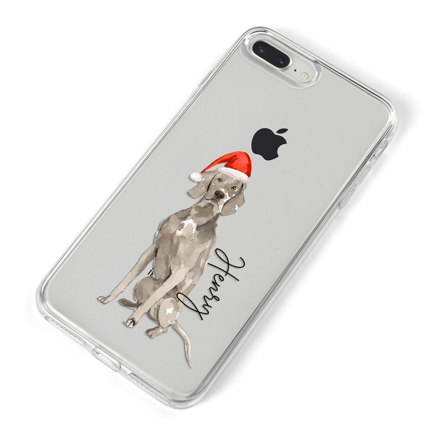 Personalised Christmas Weimaraner iPhone 8 Plus Bumper Case on Silver iPhone Alternative Image