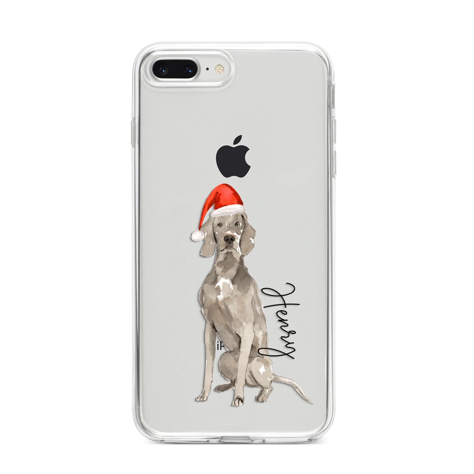 Personalised Christmas Weimaraner iPhone 8 Plus Bumper Case on Silver iPhone