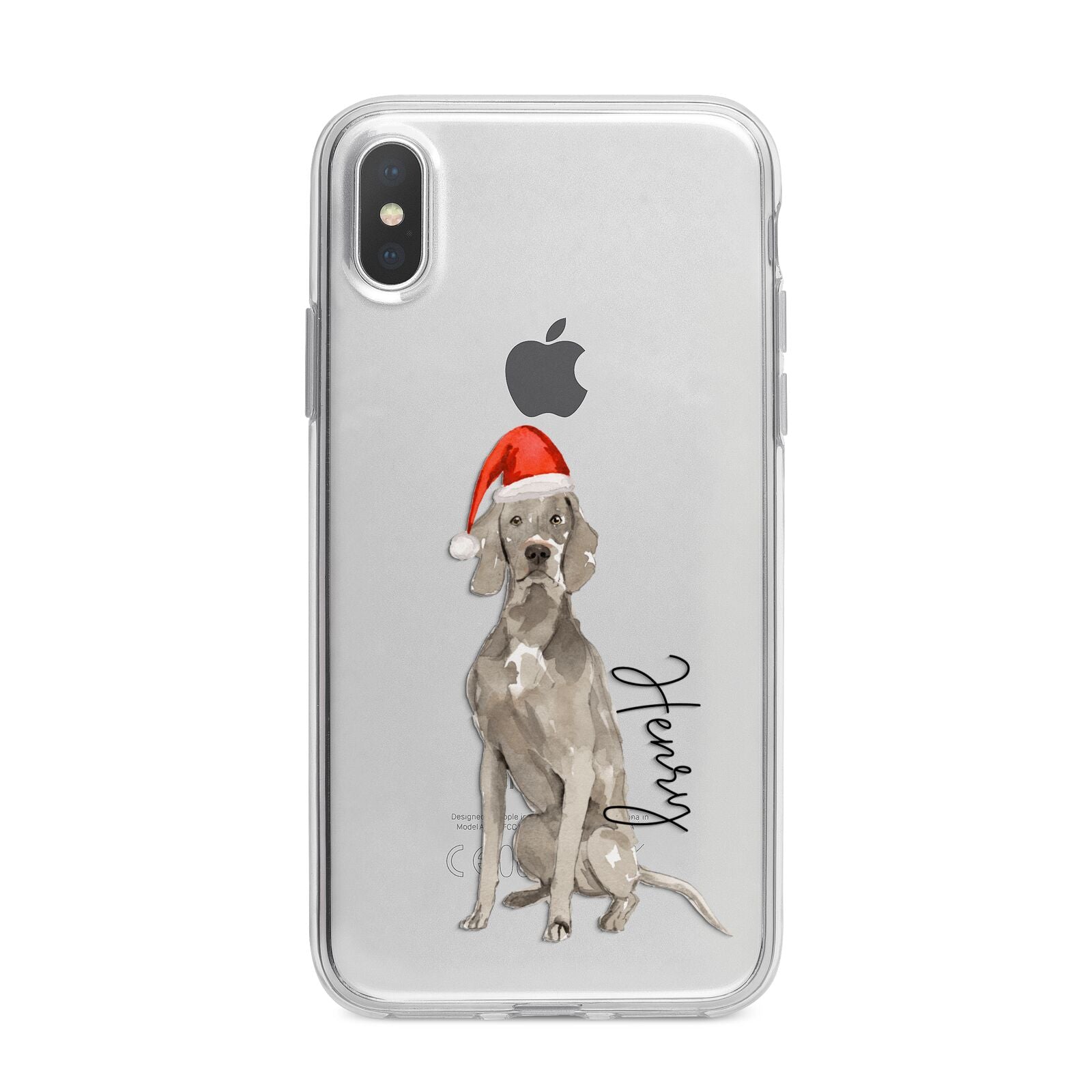 Personalised Christmas Weimaraner iPhone X Bumper Case on Silver iPhone Alternative Image 1