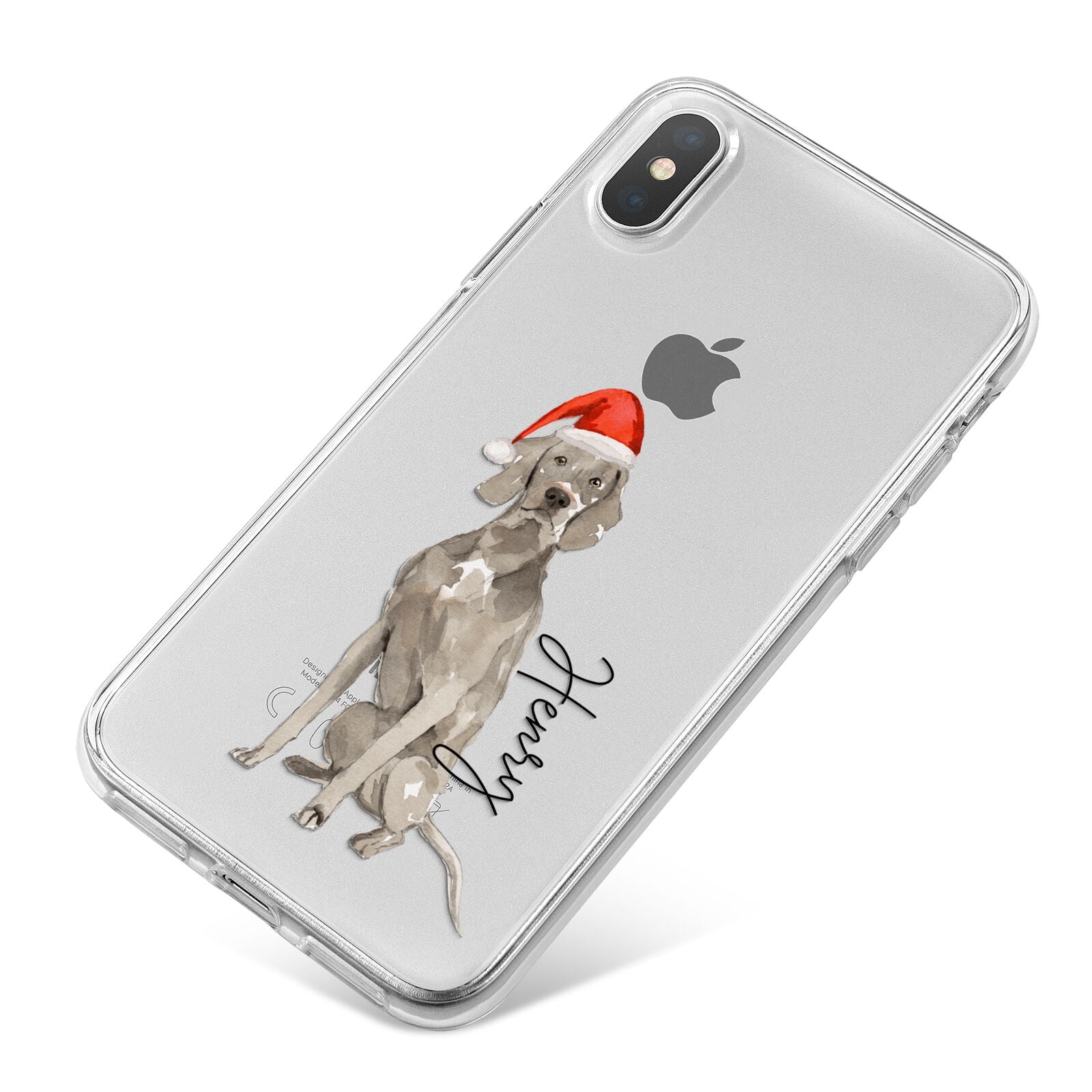 Personalised Christmas Weimaraner iPhone X Bumper Case on Silver iPhone