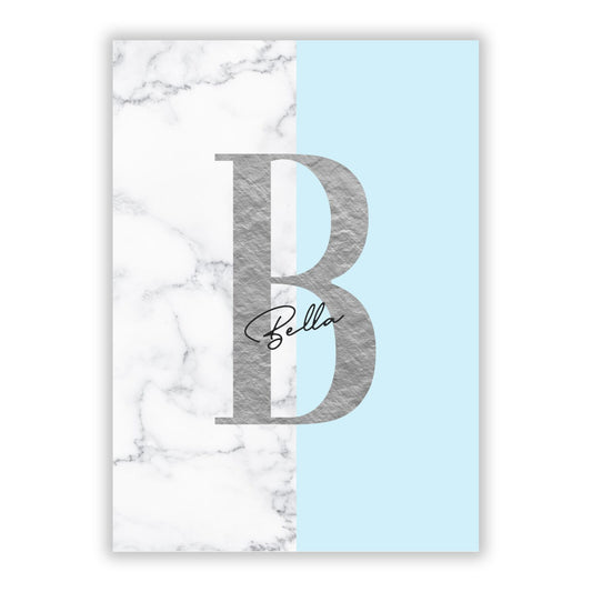 Personalised Chrome Marble A5 Flat Greetings Card