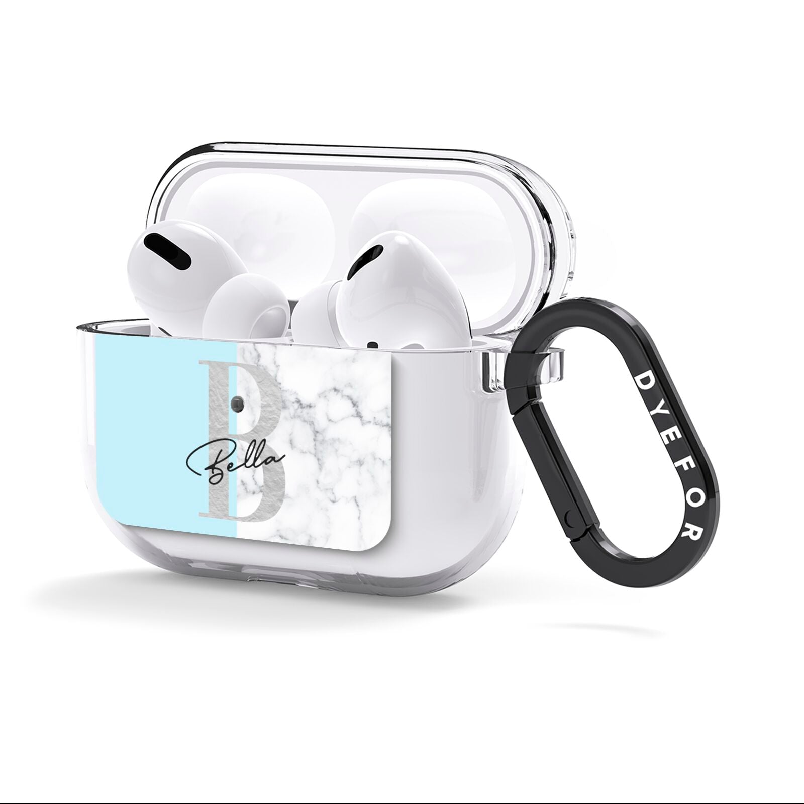 Personalised Chrome Marble AirPods Clear Case 3rd Gen Side Image
