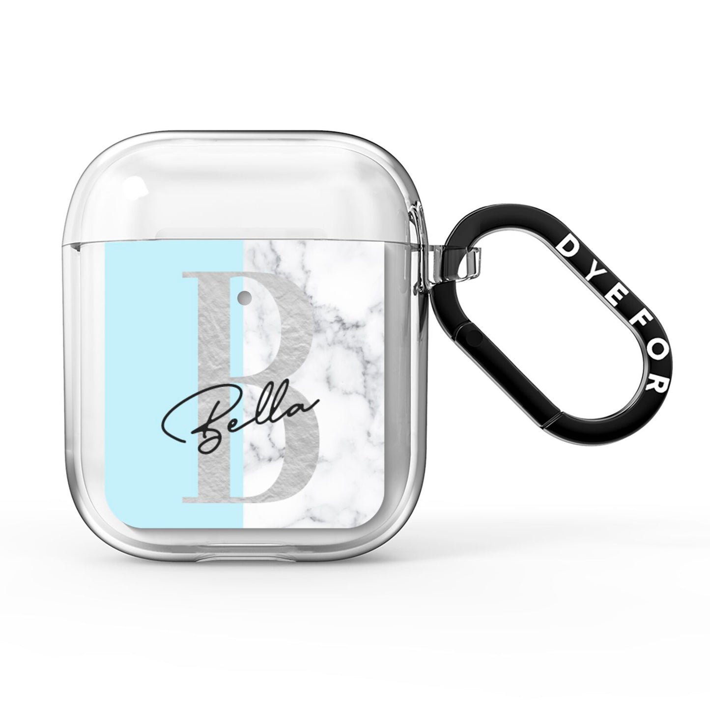 Personalised Chrome Marble AirPods Clear Case