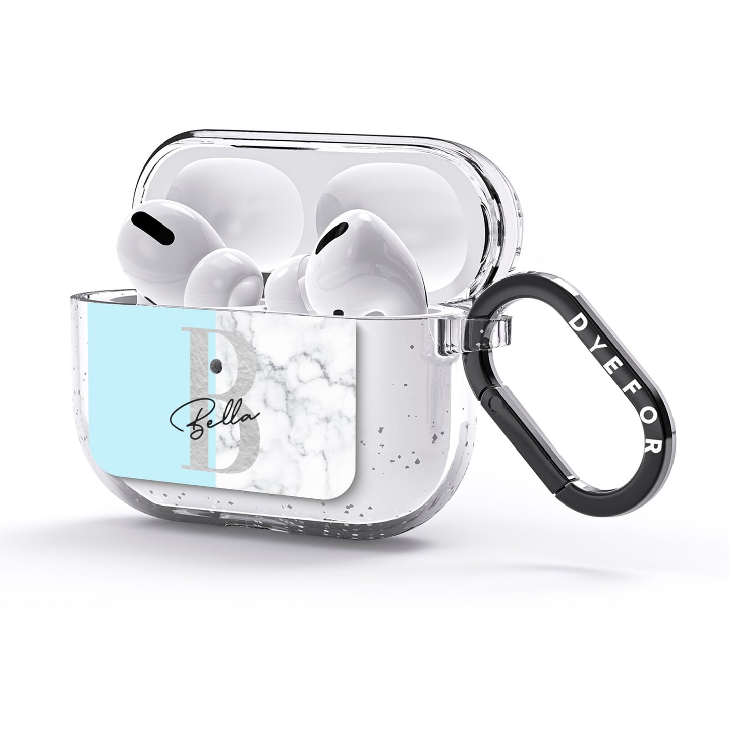 Personalised Chrome Marble AirPods Glitter Case 3rd Gen Side Image