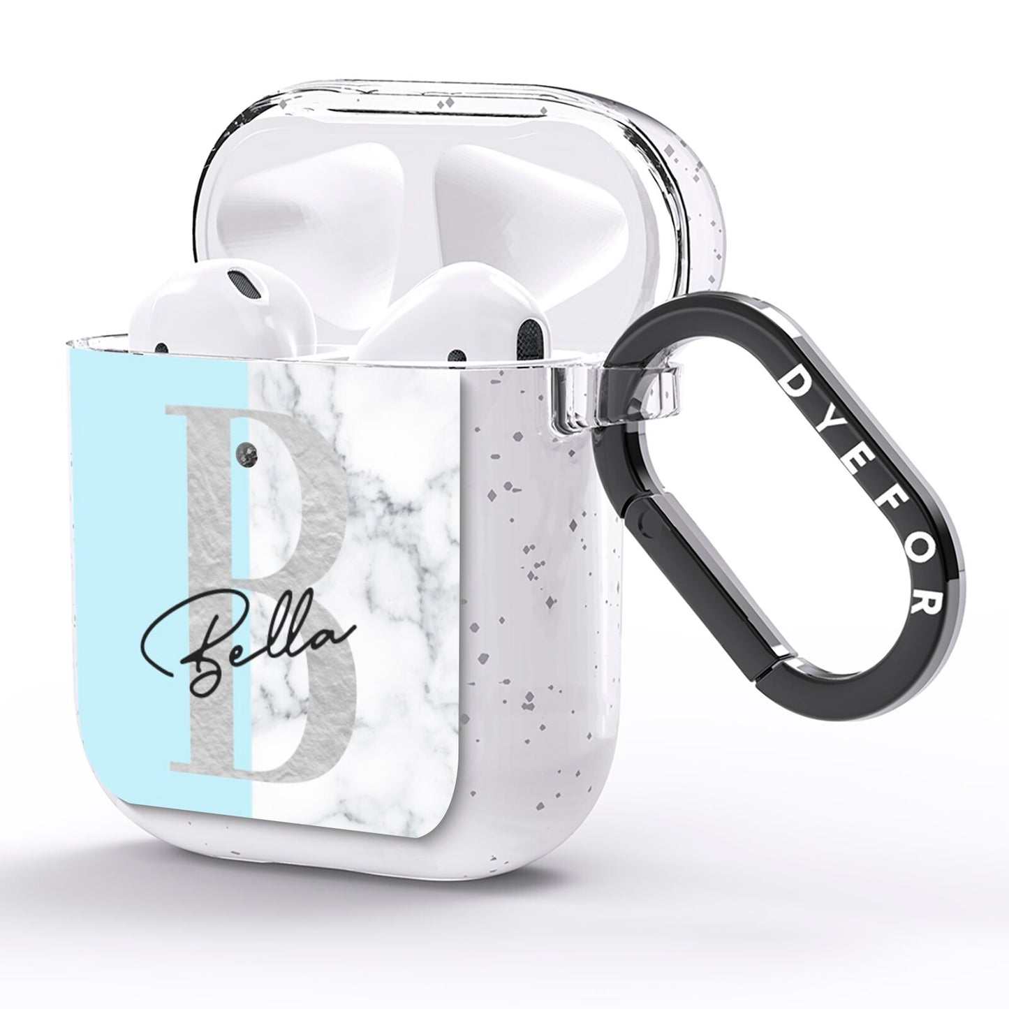 Personalised Chrome Marble AirPods Glitter Case Side Image