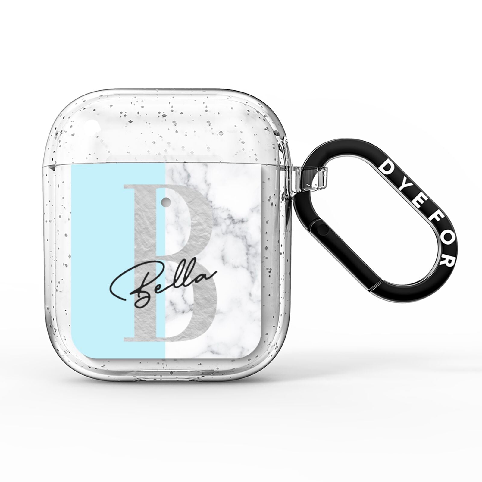 Personalised Chrome Marble AirPods Glitter Case