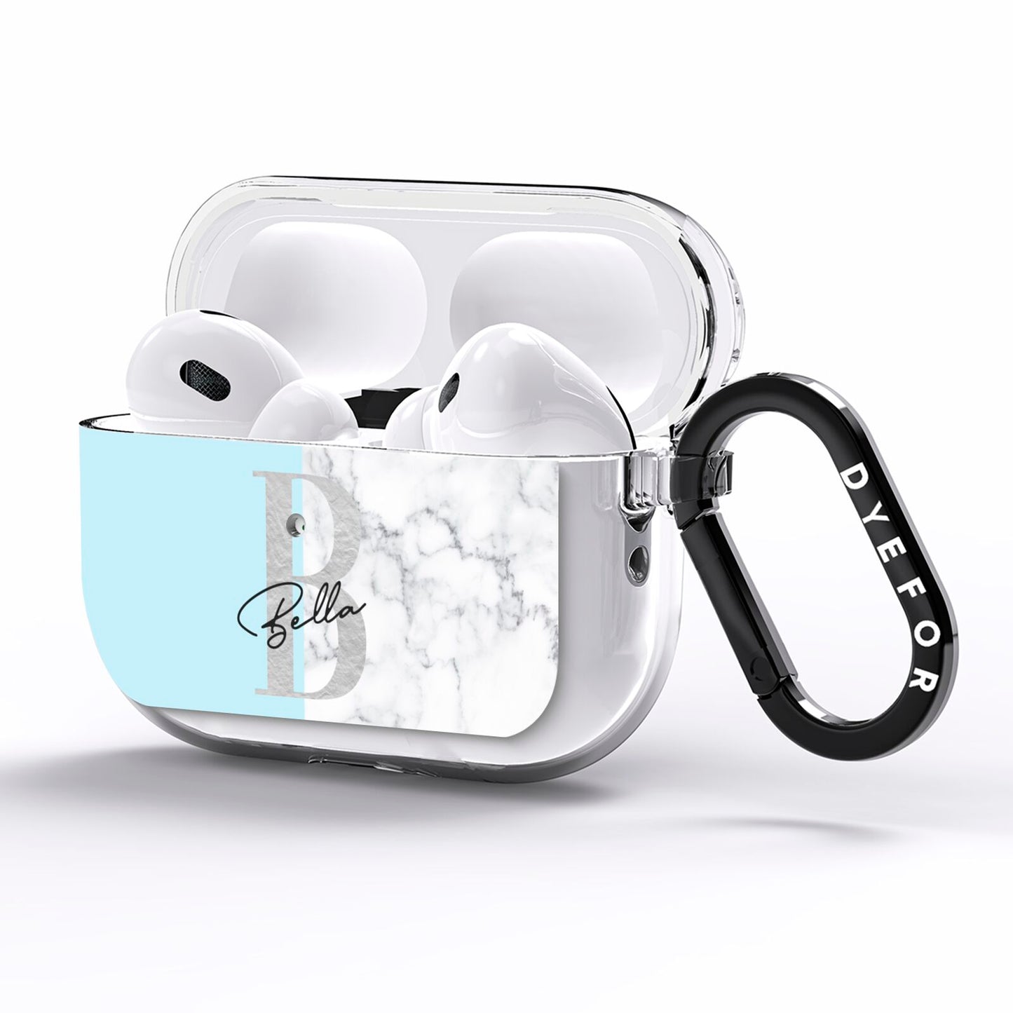 Personalised Chrome Marble AirPods Pro Clear Case Side Image