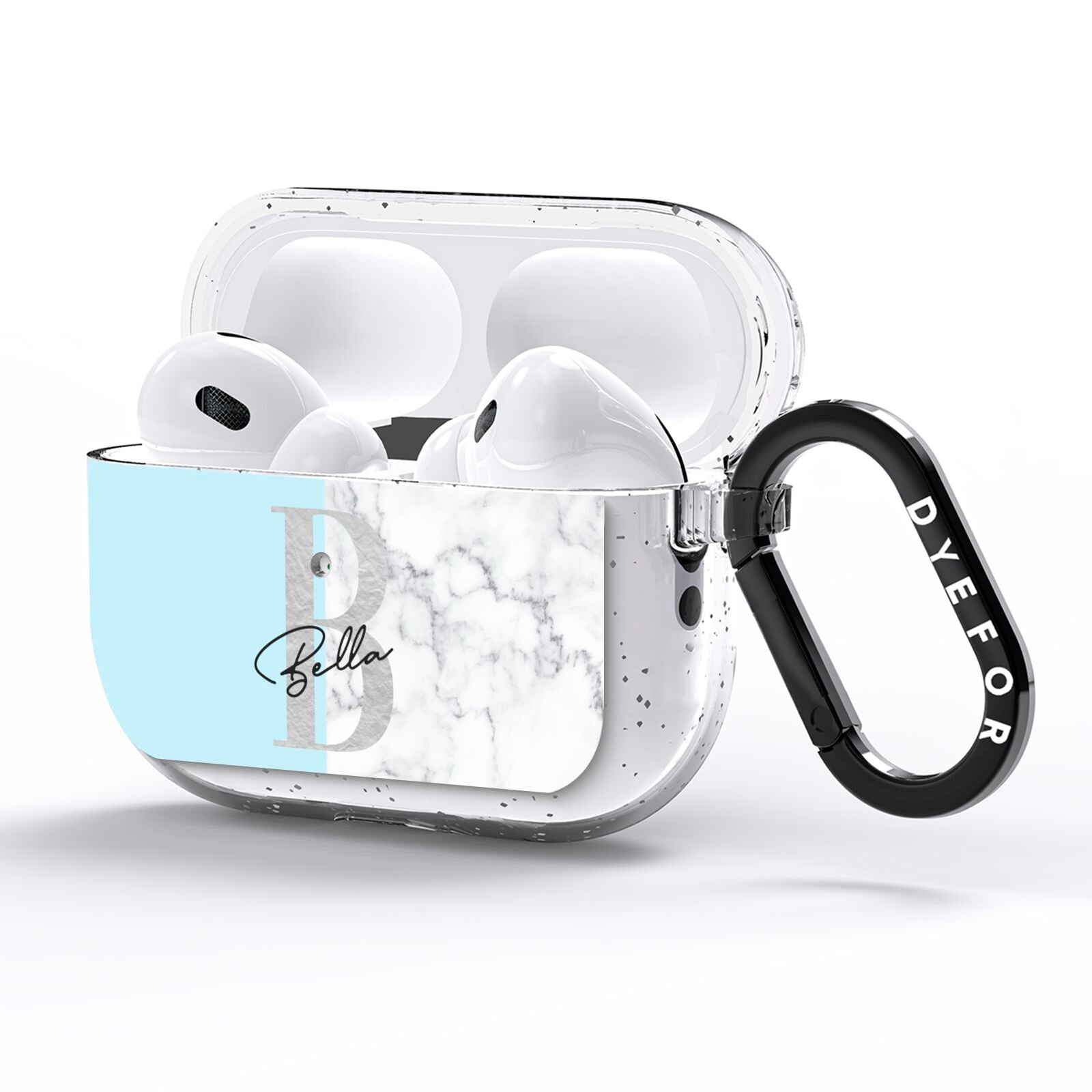 Personalised Chrome Marble AirPods Pro Glitter Case Side Image