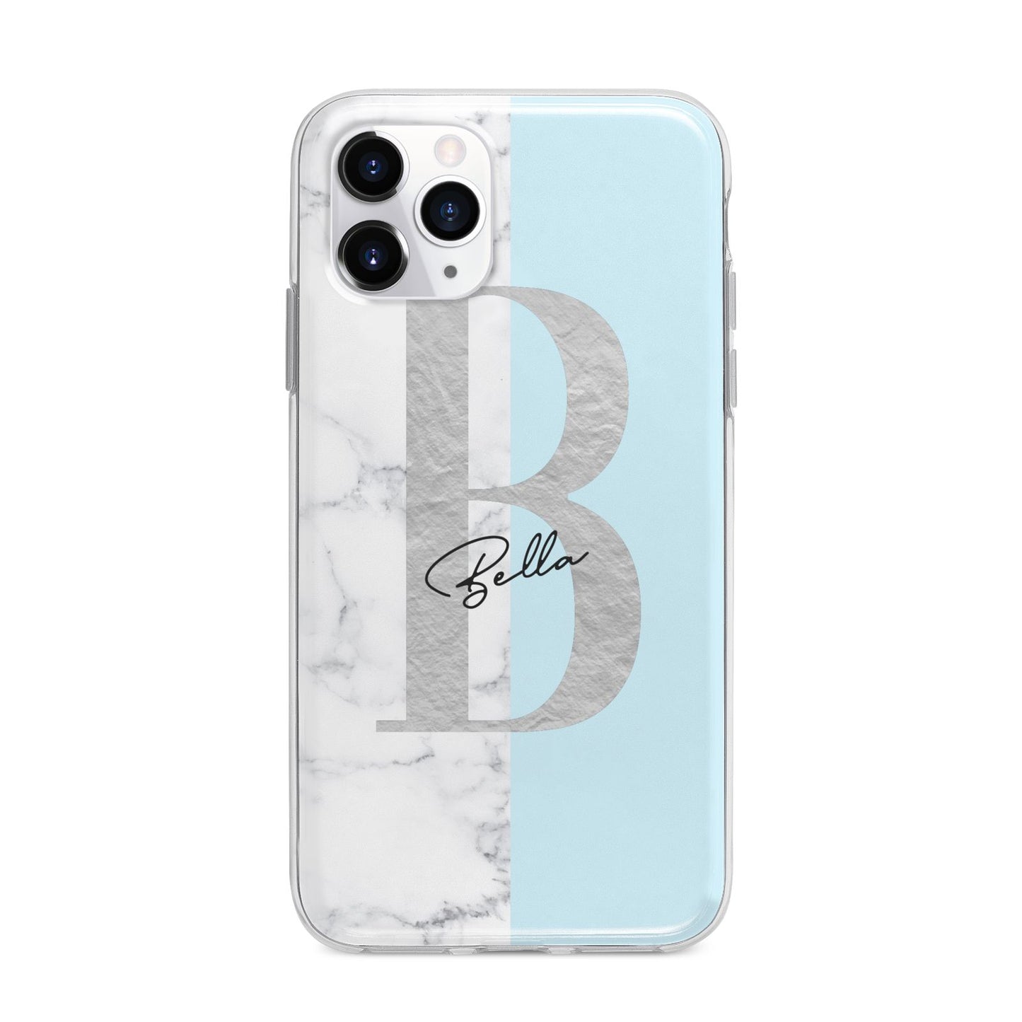 Personalised Chrome Marble Apple iPhone 11 Pro Max in Silver with Bumper Case