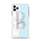 Personalised Chrome Marble Apple iPhone 11 Pro Max in Silver with White Impact Case