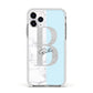 Personalised Chrome Marble Apple iPhone 11 Pro in Silver with White Impact Case