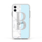 Personalised Chrome Marble Apple iPhone 11 in White with White Impact Case