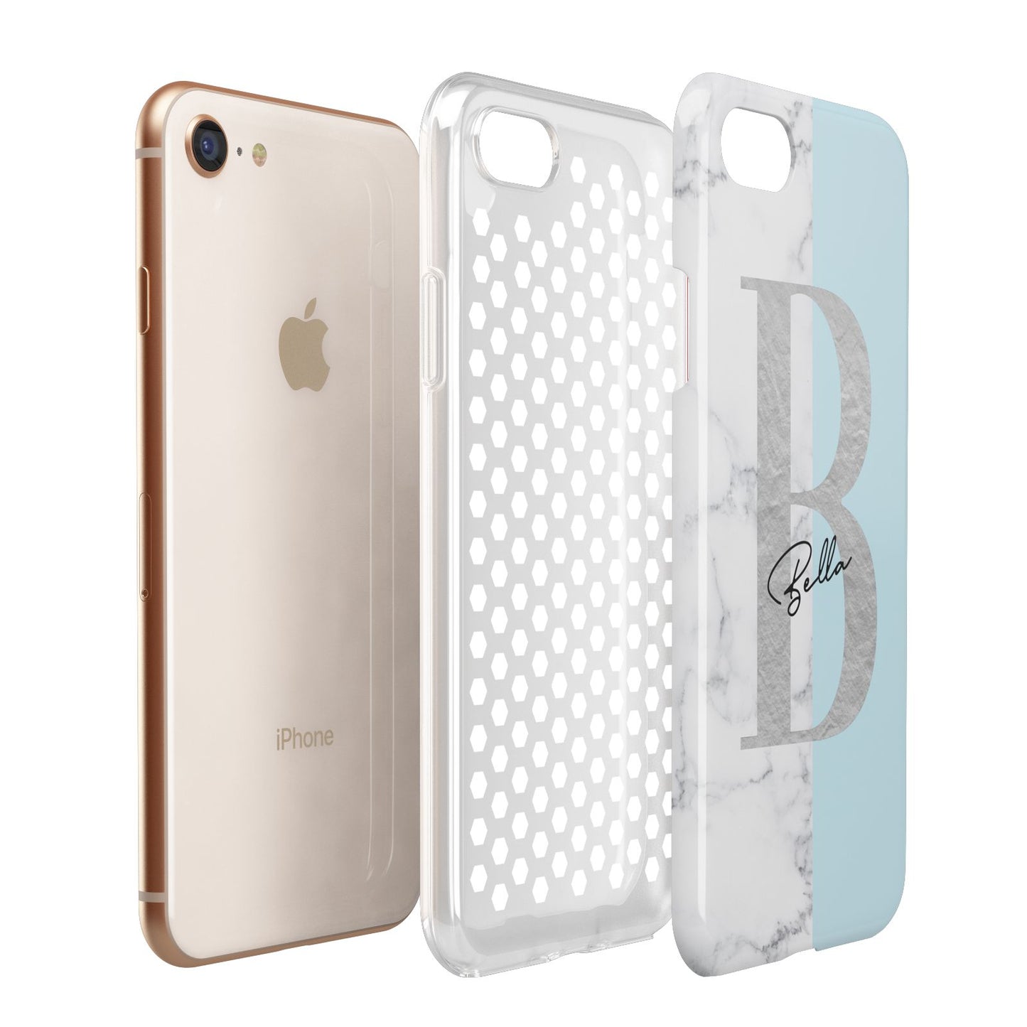 Personalised Chrome Marble Apple iPhone 7 8 3D Tough Case Expanded View