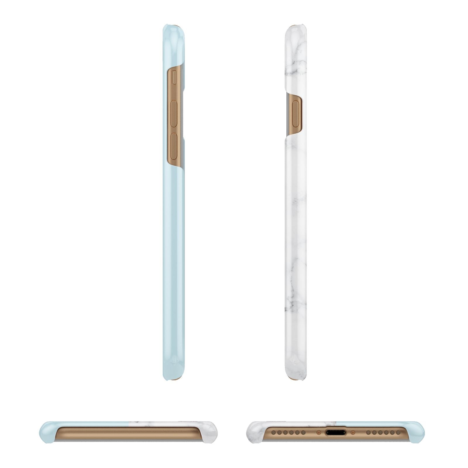 Personalised Chrome Marble Apple iPhone 7 8 3D Wrap Snap Case Angled Images