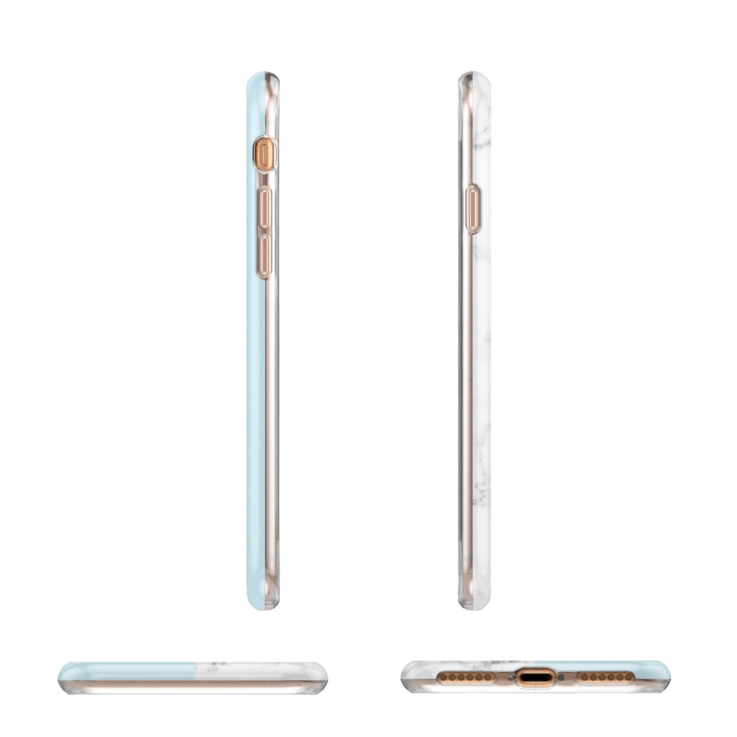 Personalised Chrome Marble Apple iPhone 7 8 3D Wrap Tough Case Alternative Image Angles