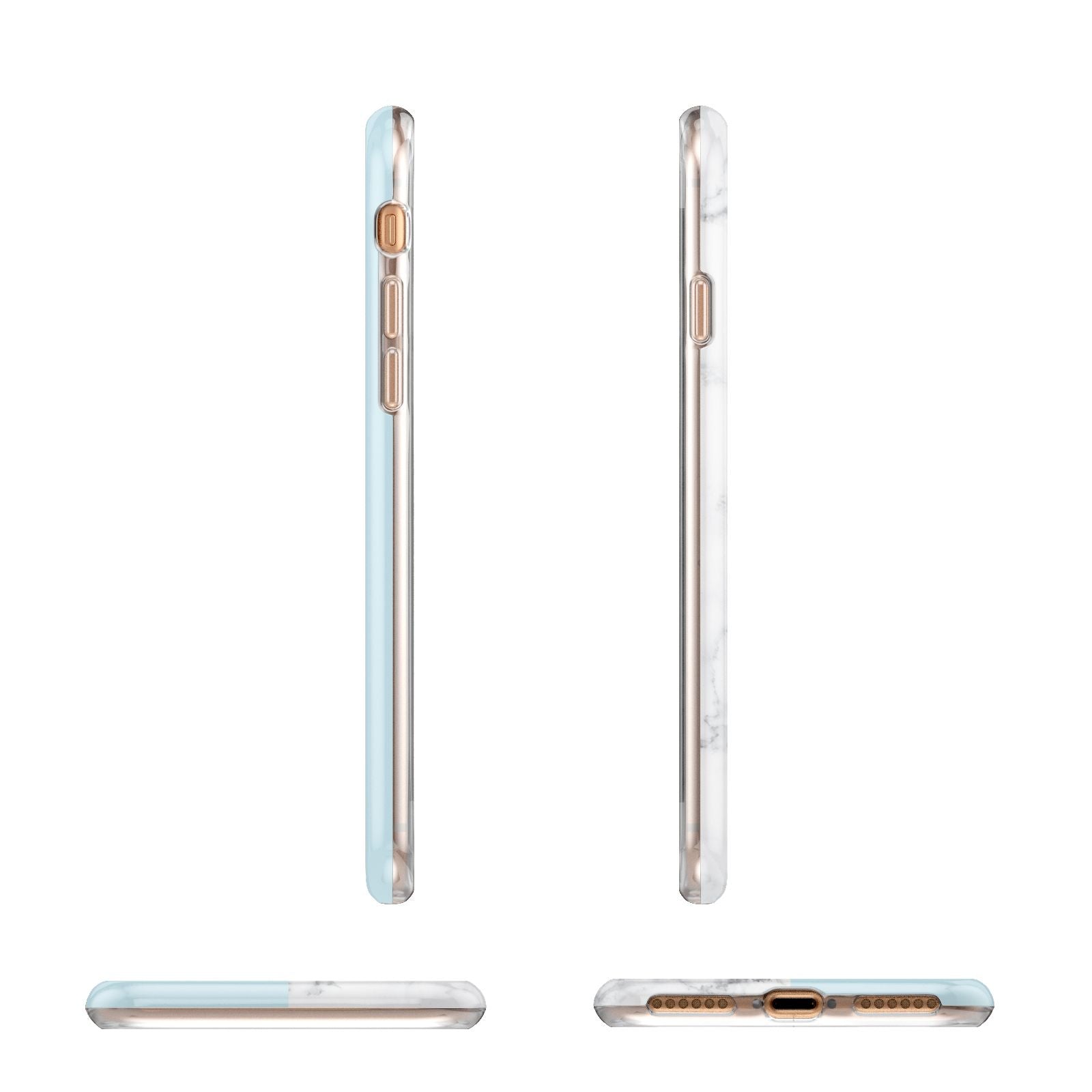 Personalised Chrome Marble Apple iPhone 7 8 3D Wrap Tough Case Alternative Image Angles