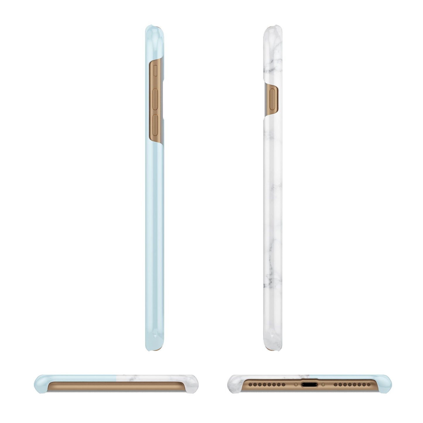 Personalised Chrome Marble Apple iPhone 7 Plus 3D Wrap Snap Case Angled Images