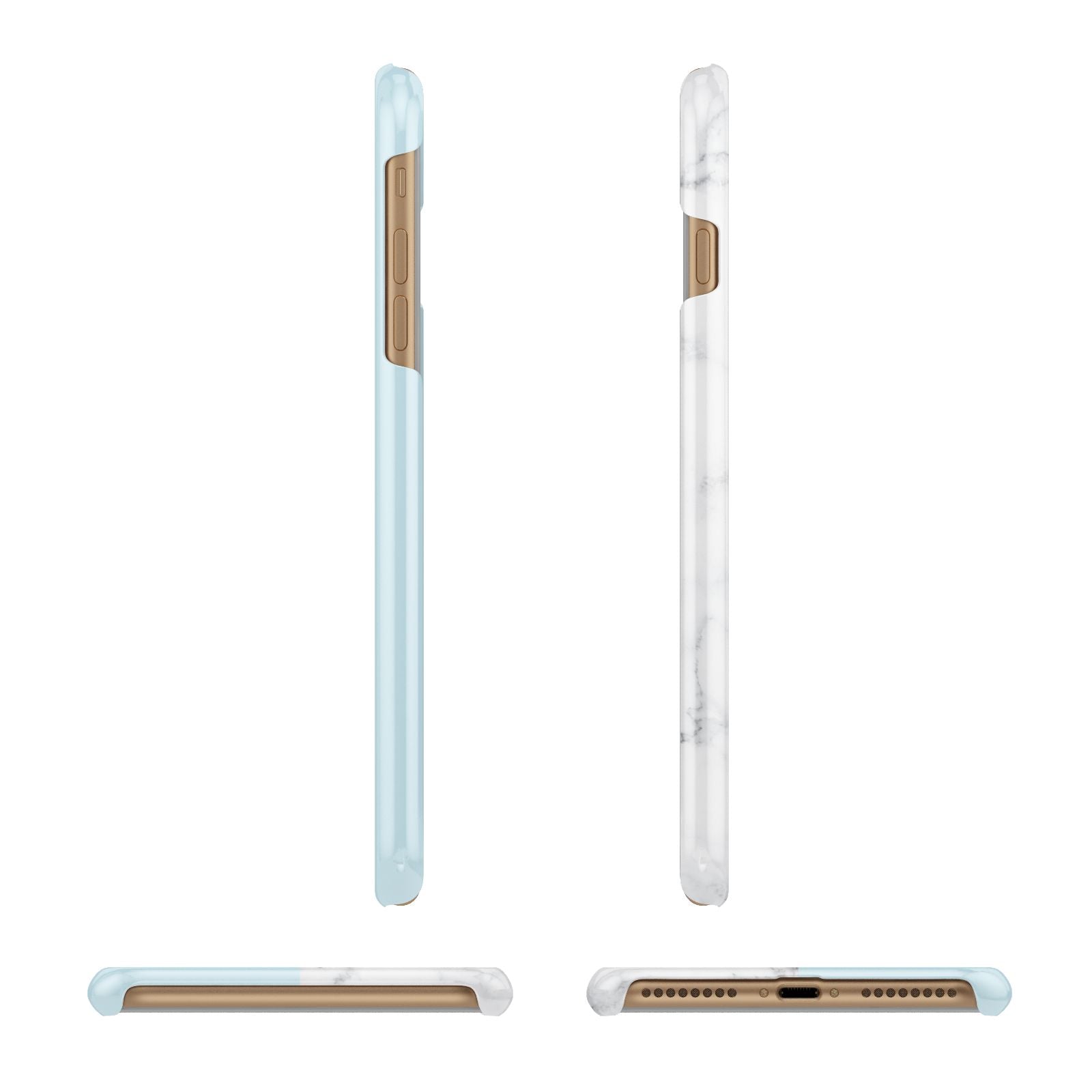 Personalised Chrome Marble Apple iPhone 7 Plus 3D Wrap Snap Case Angled Images