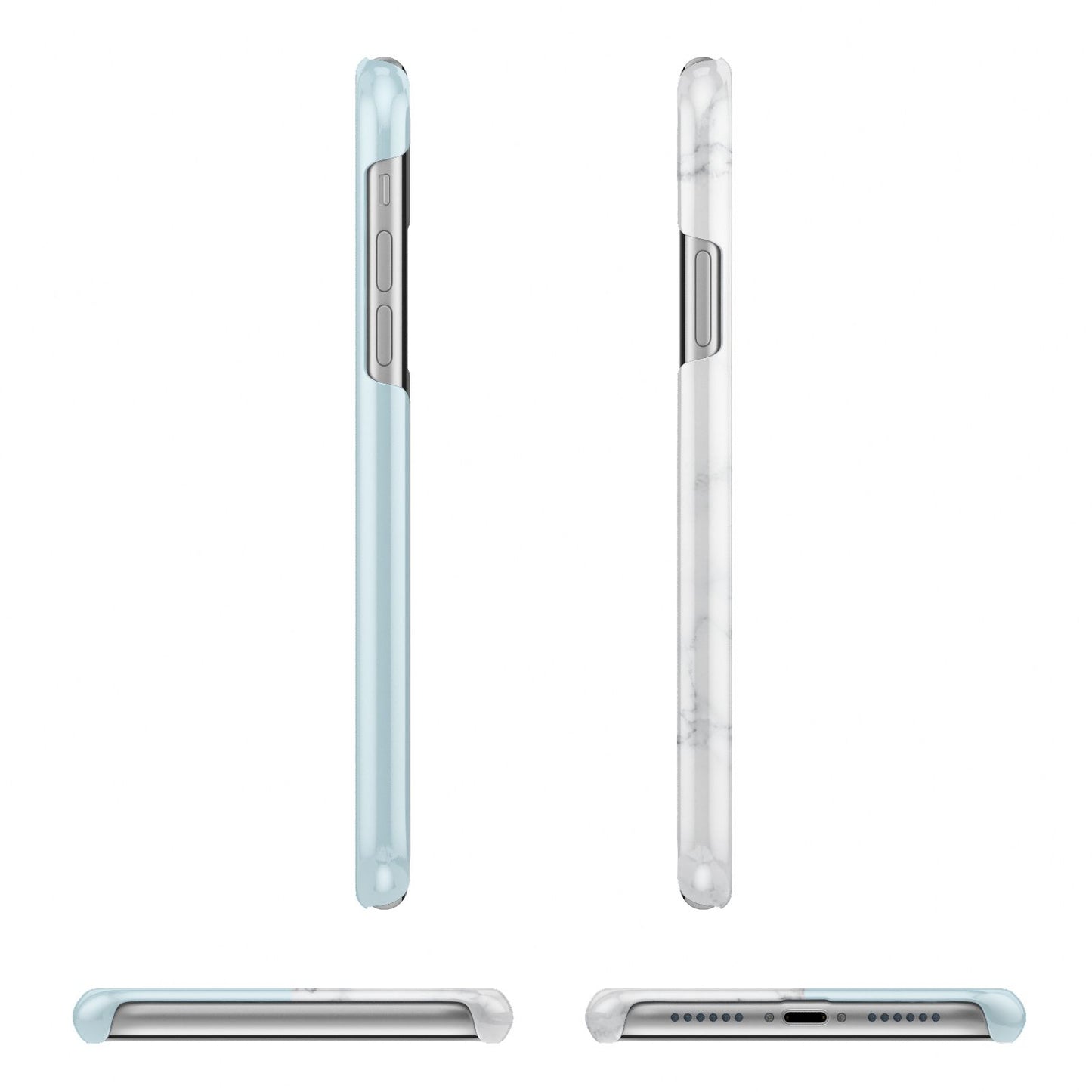 Personalised Chrome Marble Apple iPhone XR 3D Wrap Snap Case Angled Images on White Phone