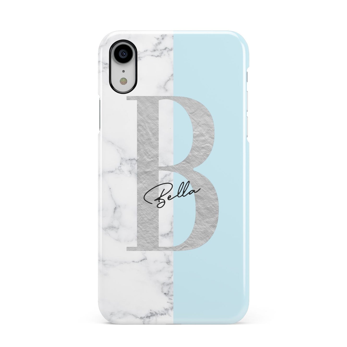 Personalised Chrome Marble Apple iPhone XR White 3D Snap Case