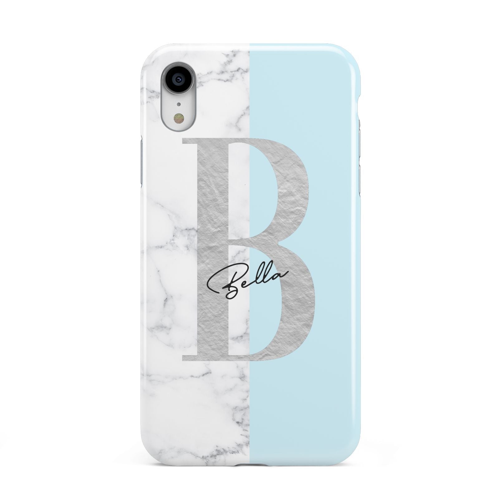 Personalised Chrome Marble Apple iPhone XR White 3D Tough Case