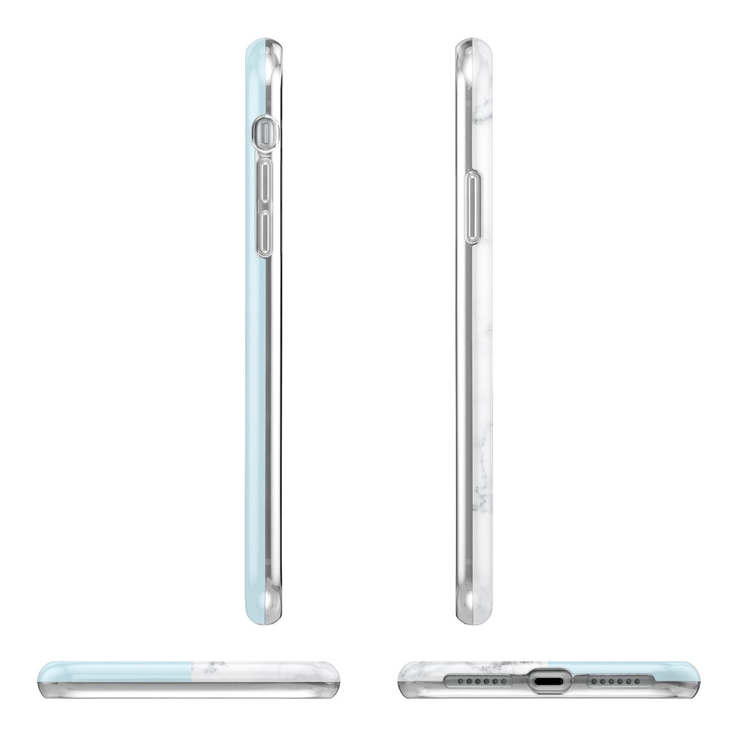 Personalised Chrome Marble Apple iPhone XR in White with 3D Wrap Tough Case Alternative Image Angles