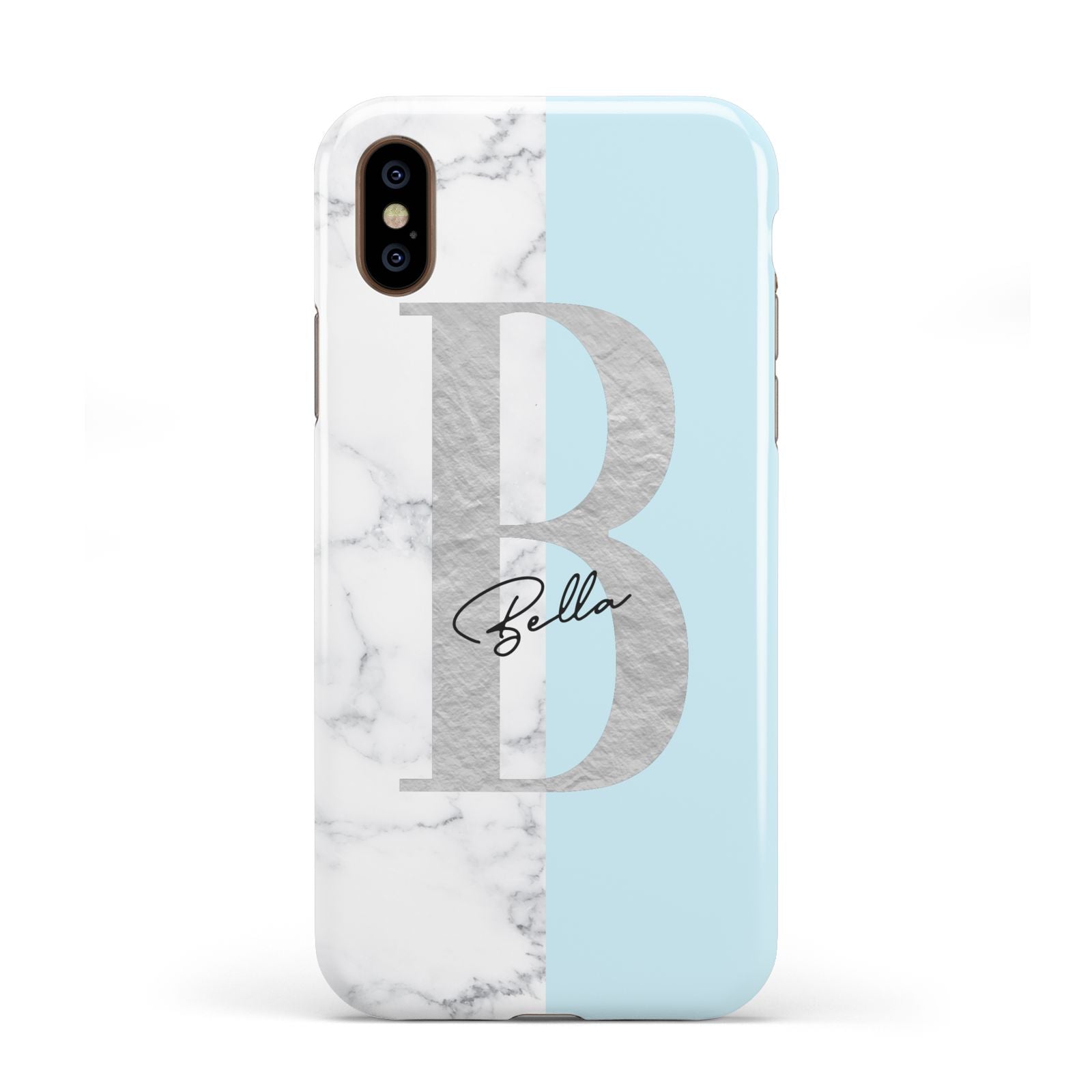 Personalised Chrome Marble Apple iPhone XS 3D Tough