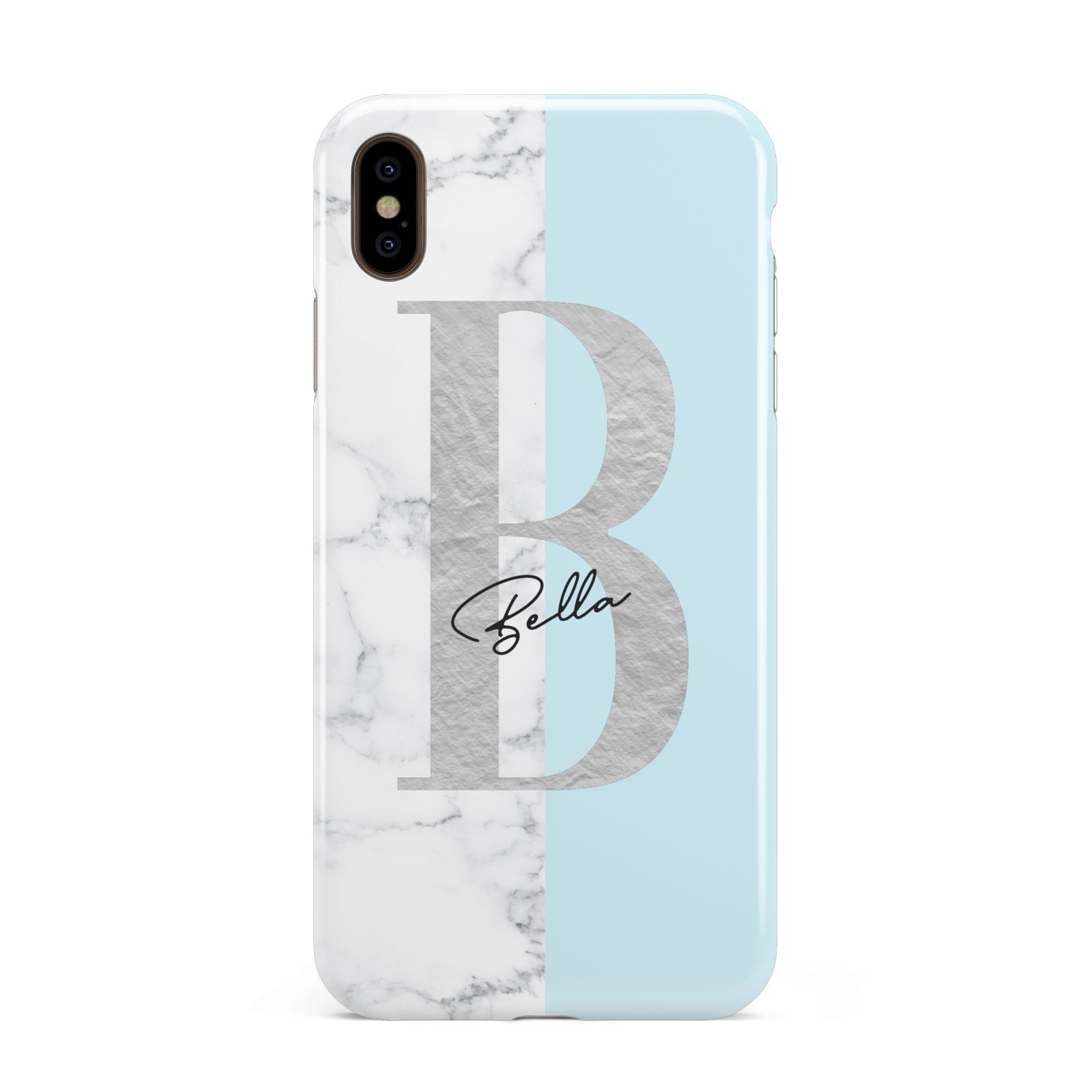 Personalised Chrome Marble Apple iPhone Xs Max 3D Tough Case