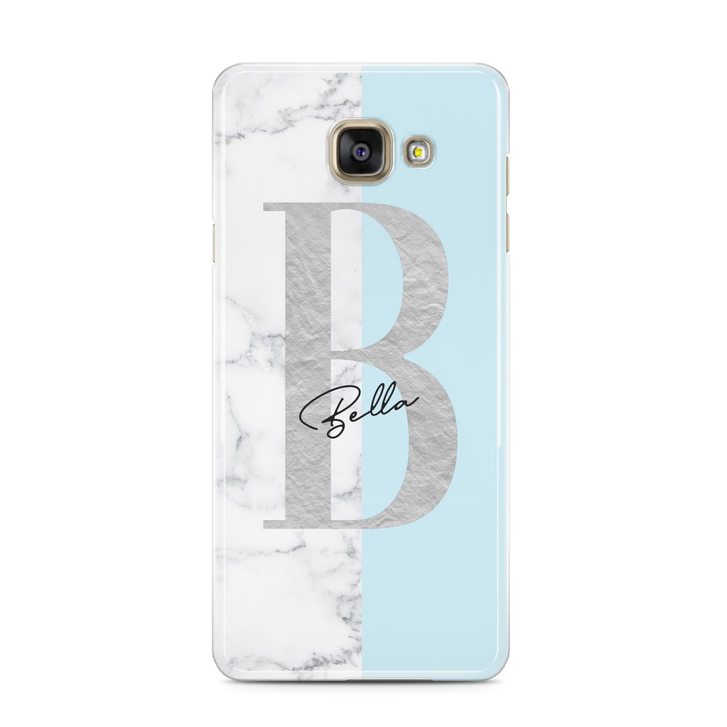 Personalised Chrome Marble Samsung Galaxy A3 2016 Case on gold phone