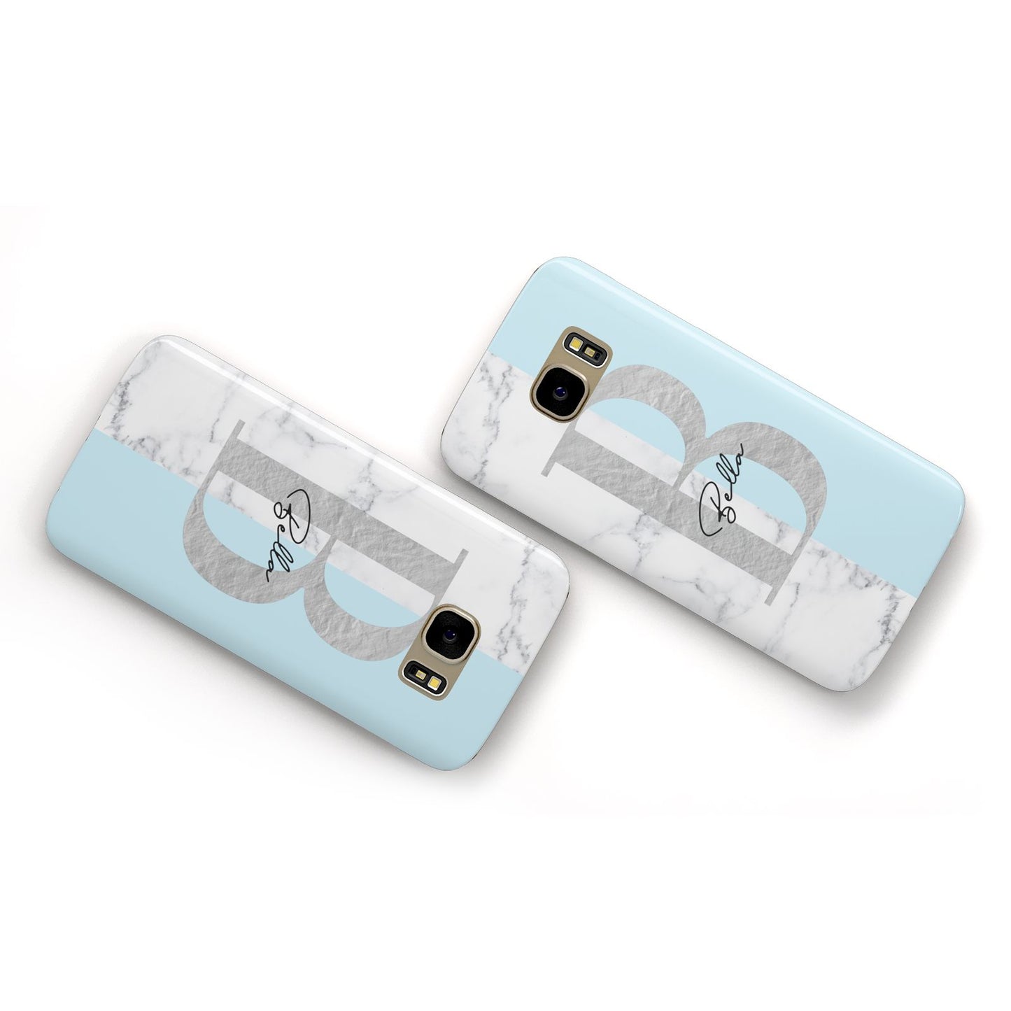 Personalised Chrome Marble Samsung Galaxy Case Flat Overview