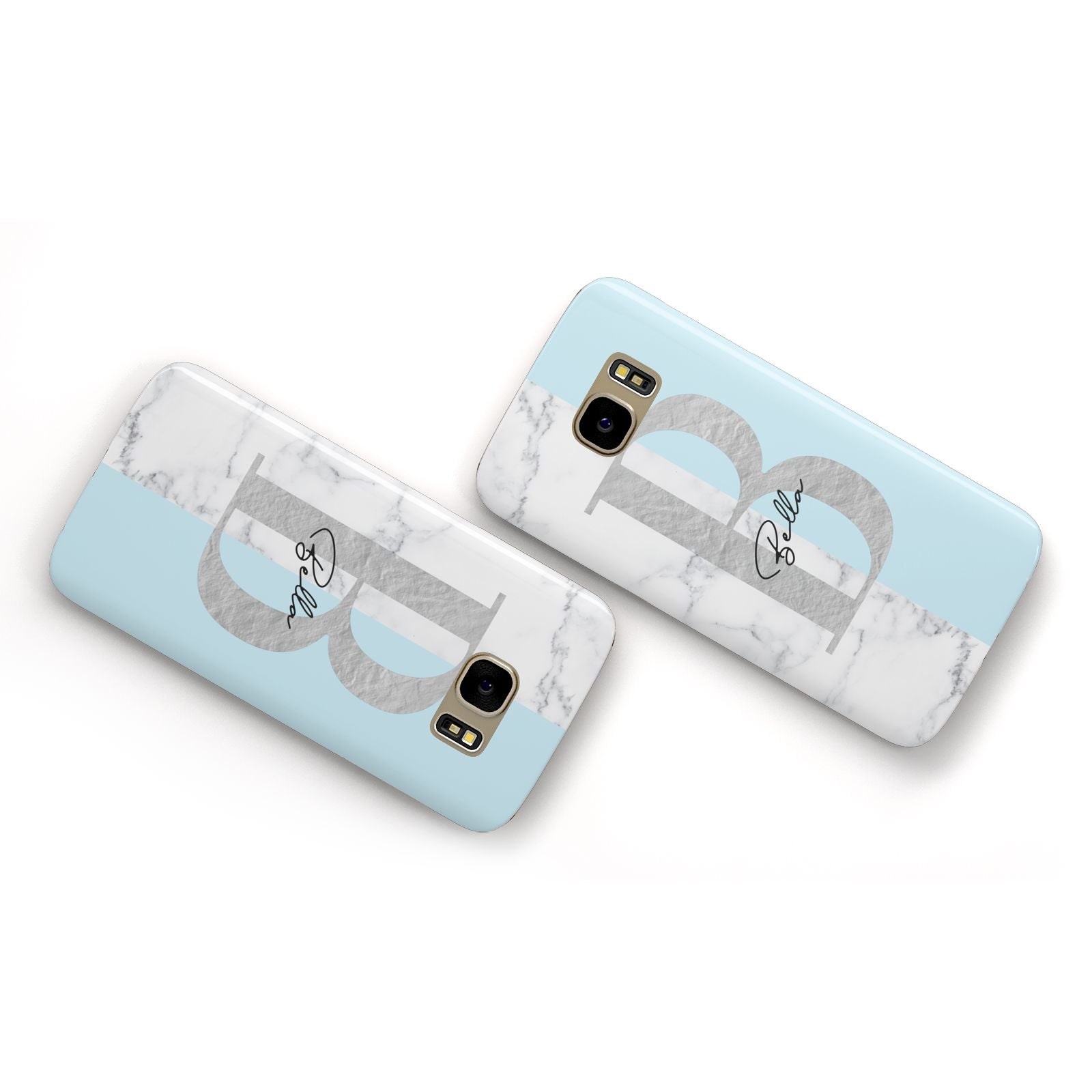 Personalised Chrome Marble Samsung Galaxy Case Flat Overview