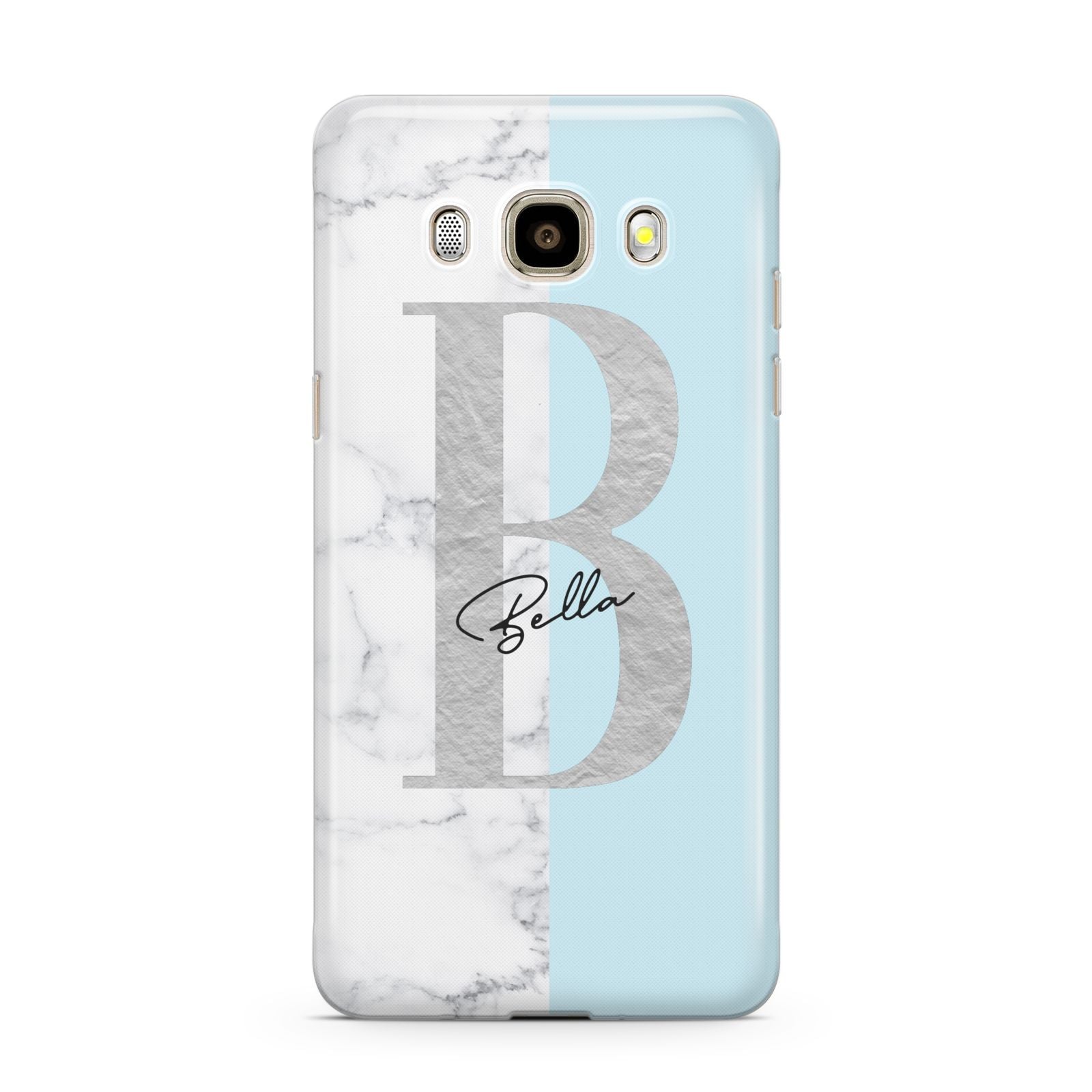 Personalised Chrome Marble Samsung Galaxy J7 2016 Case on gold phone