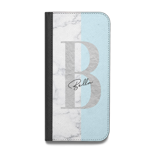 Personalised Chrome Marble Vegan Leather Flip Samsung Case