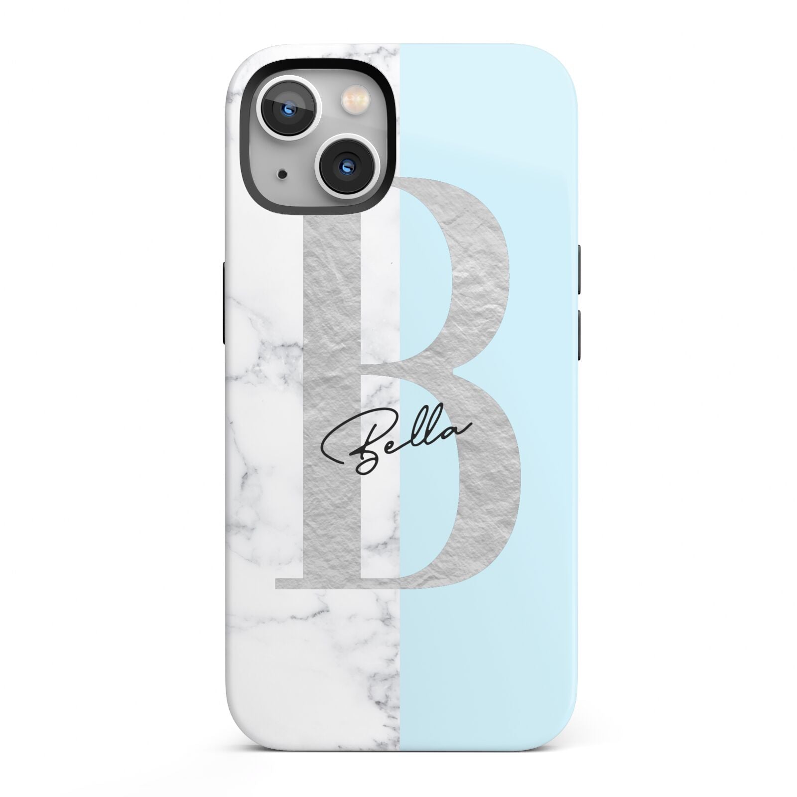 Personalised Chrome Marble iPhone 13 Full Wrap 3D Tough Case