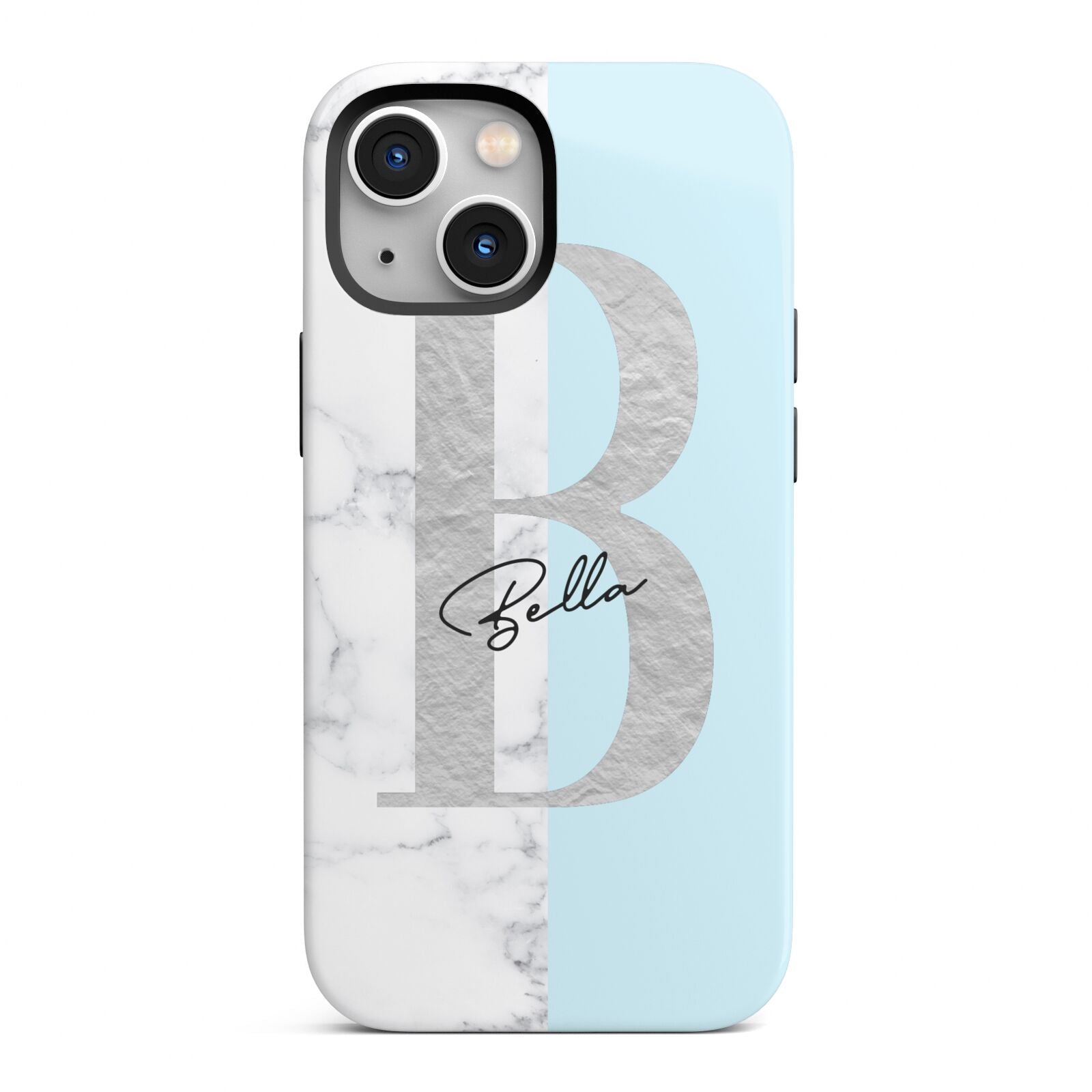 Personalised Chrome Marble iPhone 13 Mini Full Wrap 3D Tough Case