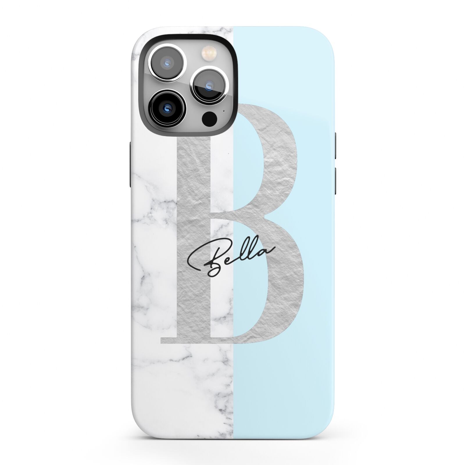Personalised Chrome Marble iPhone 13 Pro Max Full Wrap 3D Tough Case